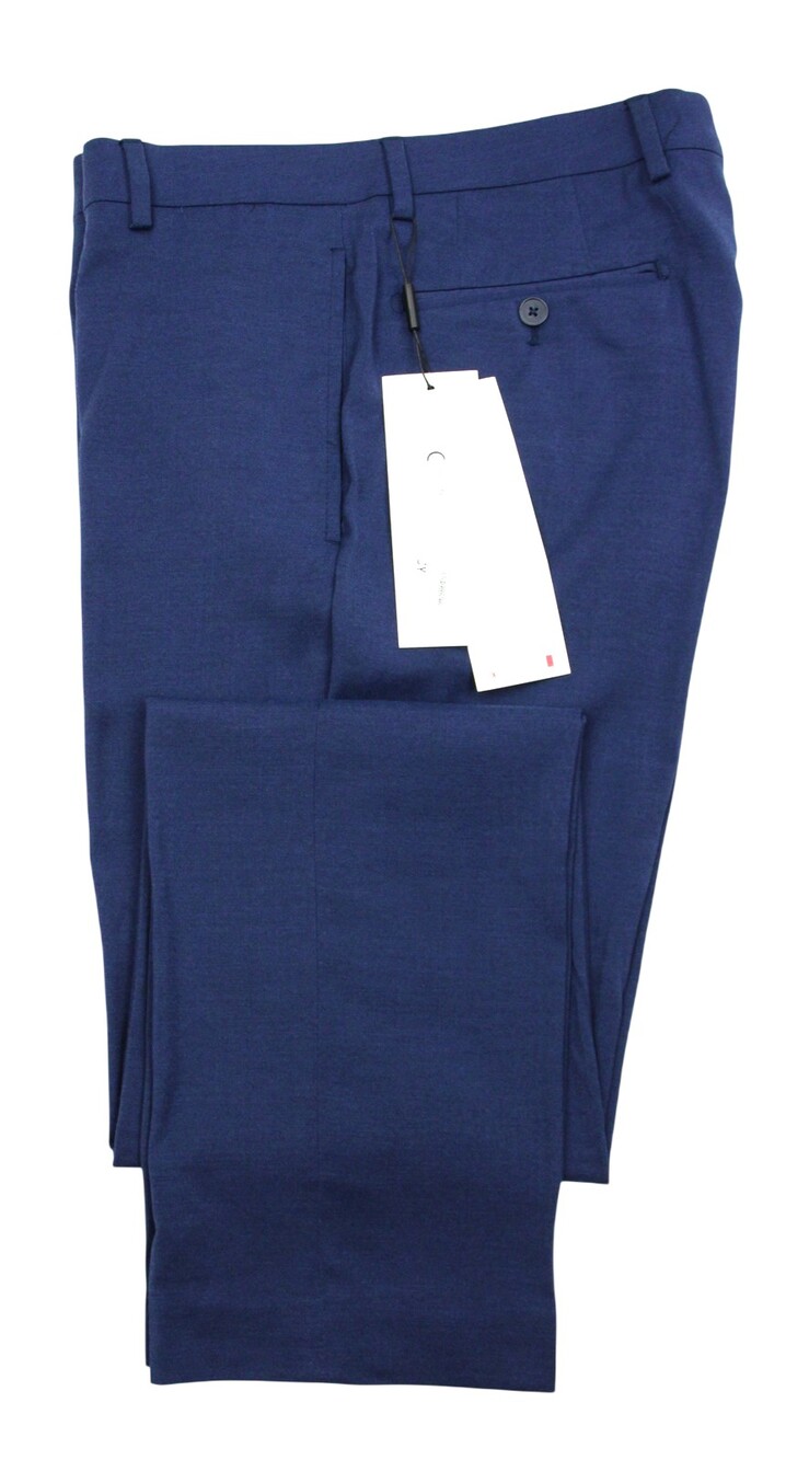 Calvin Klein Dress Pants Mens 33x32 Blue Slim Fit Microfiber Stretch Flat Front